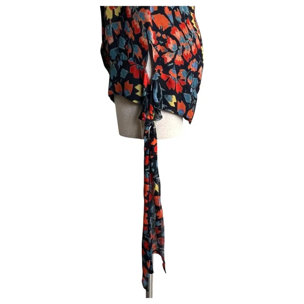 New Haute Hippie Multicolor Floral Halter Top Backless Ties 100% Silk Size Large - Picture 7 of 12